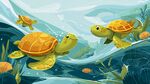海龜暢游海底世界