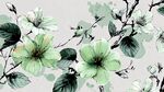 水墨風綠花枝葉圖案