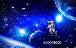 宇航員在浩瀚宇宙中遨游