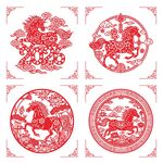 2026馬年傳統(tǒng)紅色剪紙馬窗花