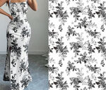 黑白花卉圖案修身連衣裙