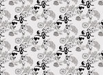 黑白花卉蝴蝶涂鴉卡通圖案背景