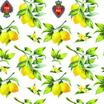 水彩風(fēng)檸檬草莓花卉圖案