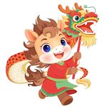 馬年春節(jié)舞龍慶?？ㄍㄐ●R駒插畫