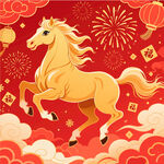 卡通手繪金馬賀歲