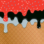 甜美的冰淇淋糖霜滴落