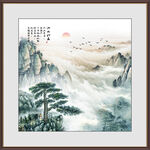 辦公室迎客松山水畫