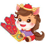 春節(jié)小馬駒財運幸運簽上上簽插畫