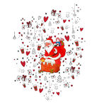 圣誕老人與愛心元素圖案