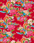 喜慶紅色花卉飛鳥圖案