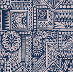 藍(lán)白幾何花卉民族風(fēng)圖案
