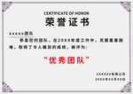 優(yōu)秀團(tuán)隊(duì)榮譽(yù)證書展示