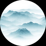 水墨山水圓形意境圖