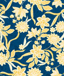 藍(lán)底黃花卉圖案設(shè)計