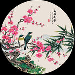 梅花竹子花鳥畫