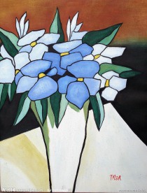 抽象花油畫