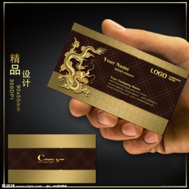 金色質(zhì)感龍紋名片素材