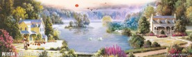油畫(huà)風(fēng)景 漂亮的田園油畫(huà)