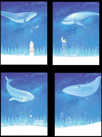 鲸鱼明信片设计
