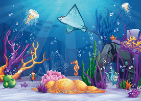 可爱卡通海底世界背景墙