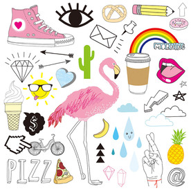 夏季时尚手绘设计素材