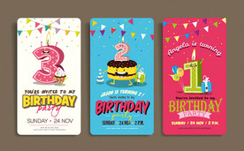 宝宝生日贺卡矢量素材