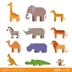 扁平动物造型设计素材