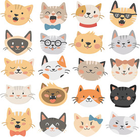 可爱猫咪头像矢量设计素材