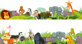 卡通动物园矢量校园文化墙