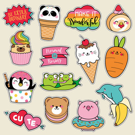 可爱夏季冰激凌矢量卡通设计素材