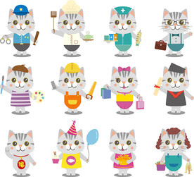 猫咪人物形象矢量设计素材