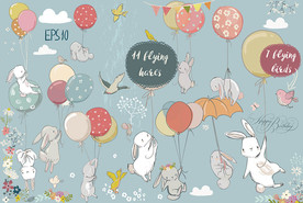 兔子矢量卡通设计墙贴素材