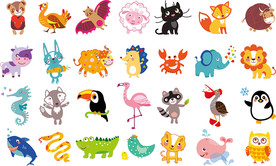 卡通动物墙贴矢量设计素材