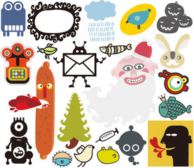 手绘朋克卡通墙贴设计素材