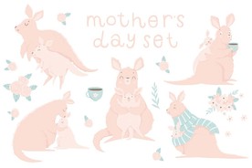 小白兔亲子卡通素材