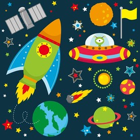 太空宇宙卡通背景墙