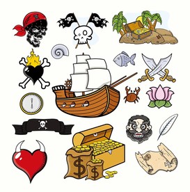 海盗航海矢量墙贴素材