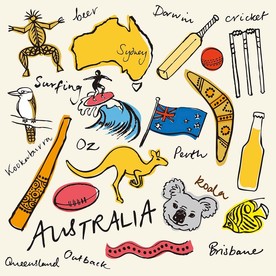 手绘澳大利亚旅游文化图标素材