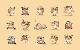 小鸟表情造型矢量背景墙