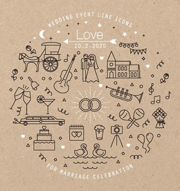 婚礼手绘矢量素材