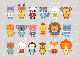 可爱动物矢量背景墙