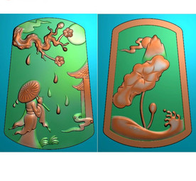 人物风景挂件玉雕牌子精雕图浮雕