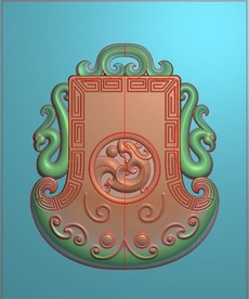 镂空龙凤斧头府上有龙挂件精雕图