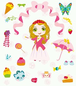 可爱公主矢量卡通素材