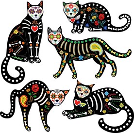 朋克猫咪花纹图案矢量素材