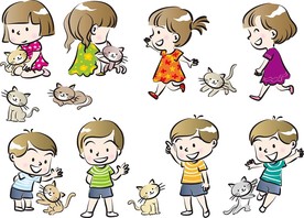 宠物猫咪玩耍矢量素材