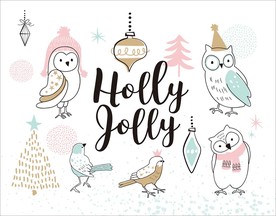 冬季小鸟手绘简约背景墙