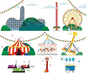 公园游乐场项目卡通矢量素材