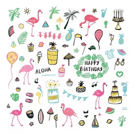 火烈鸟生日派对卡通矢量素材