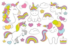独角兽卡通背景墙